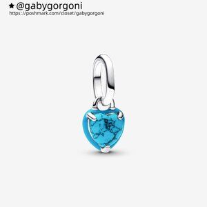 Pandora Turquoise-coloured Heart Mini Dangle Charm